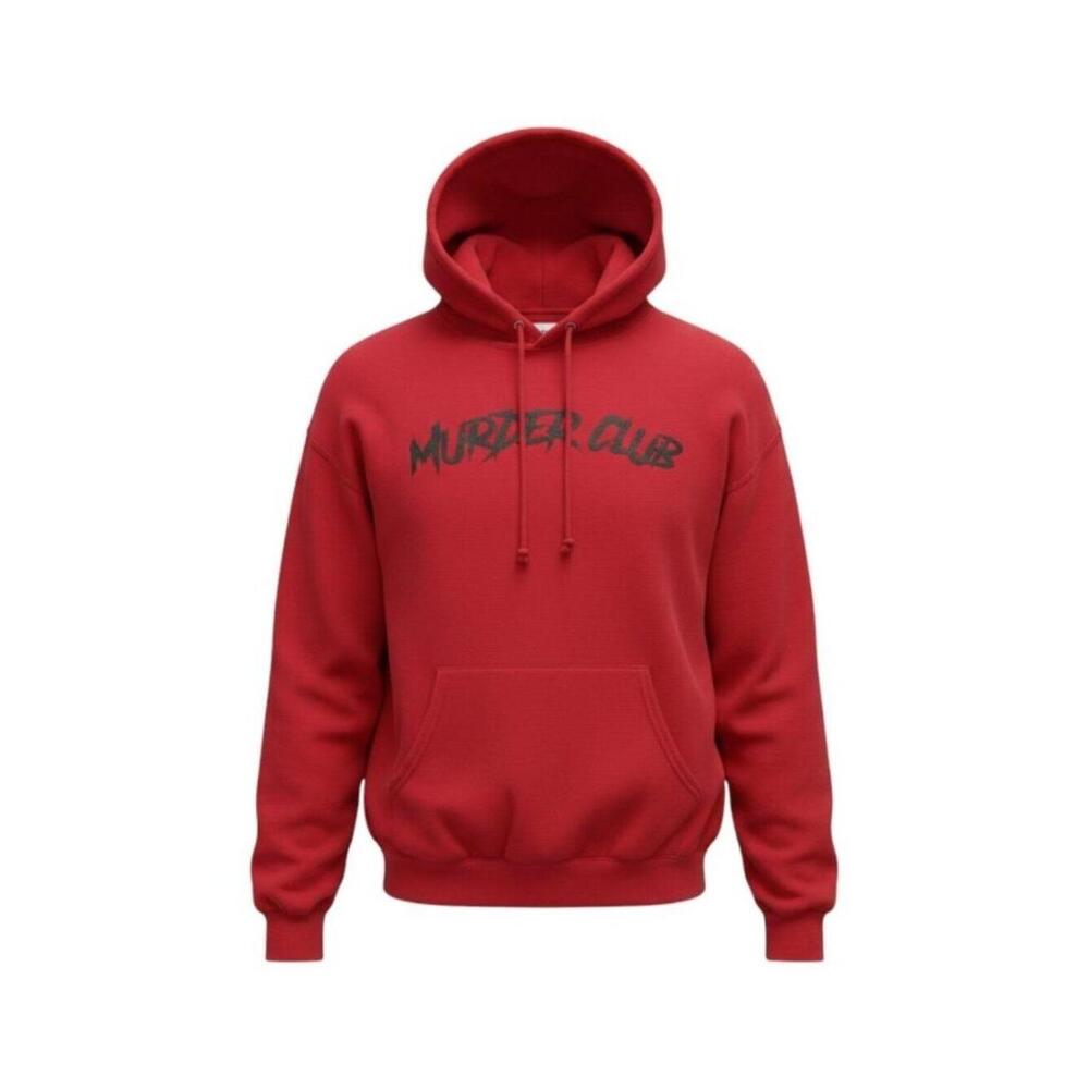 Club' Hoodie Men S Red Graphic Front Back Pocket